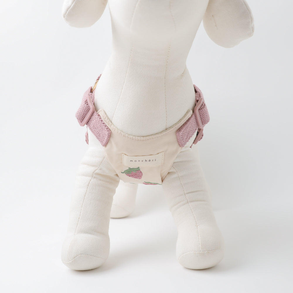 Cool strawberry pattern harness + lead set [Name embroidery available]
