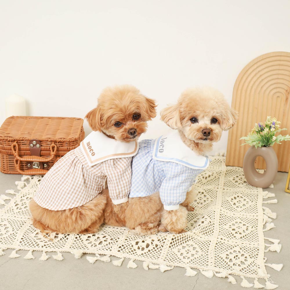 冷感セーラーギンガムチェックワンピース【名入れ刺繍対応】