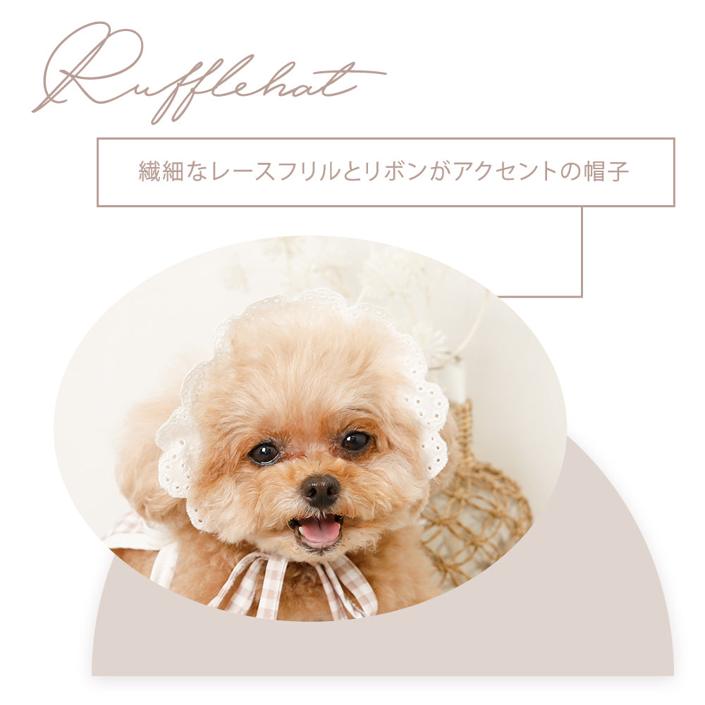 冷感ギンガムチェックワンピース＋フリル帽子SET