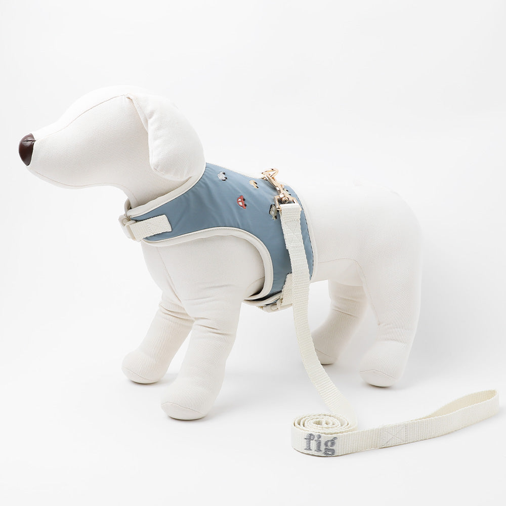 Car pattern harness + leash SET [Name embroidery available]