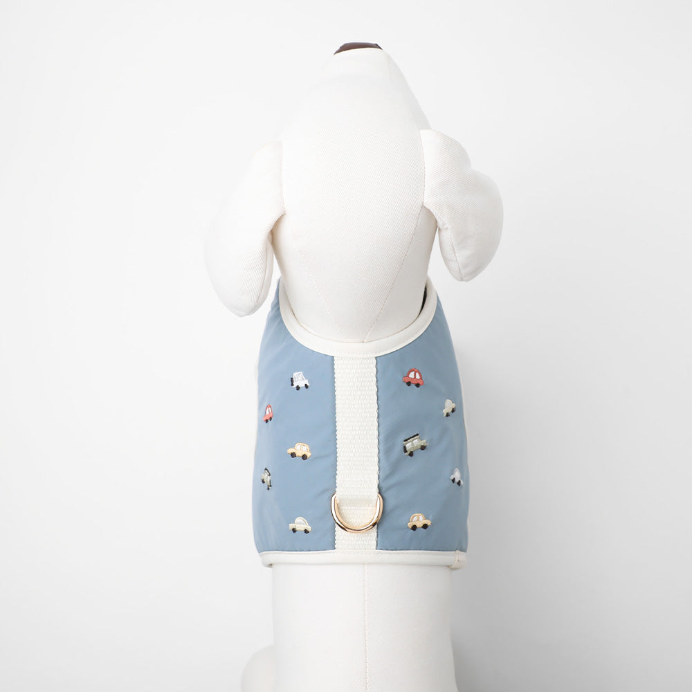 Car pattern harness + leash SET [Name embroidery available]