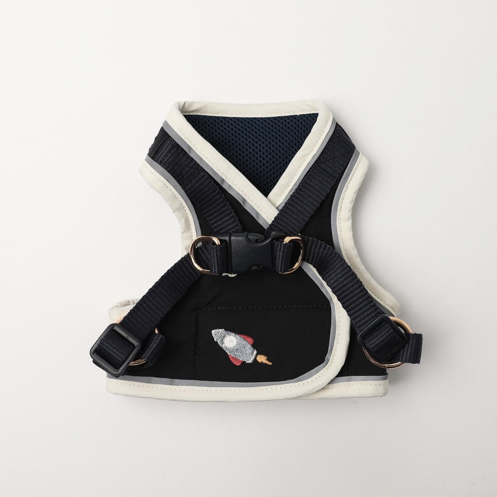 宇宙柄刺繍ハーネス+リードSET【名入れ刺繍対応】