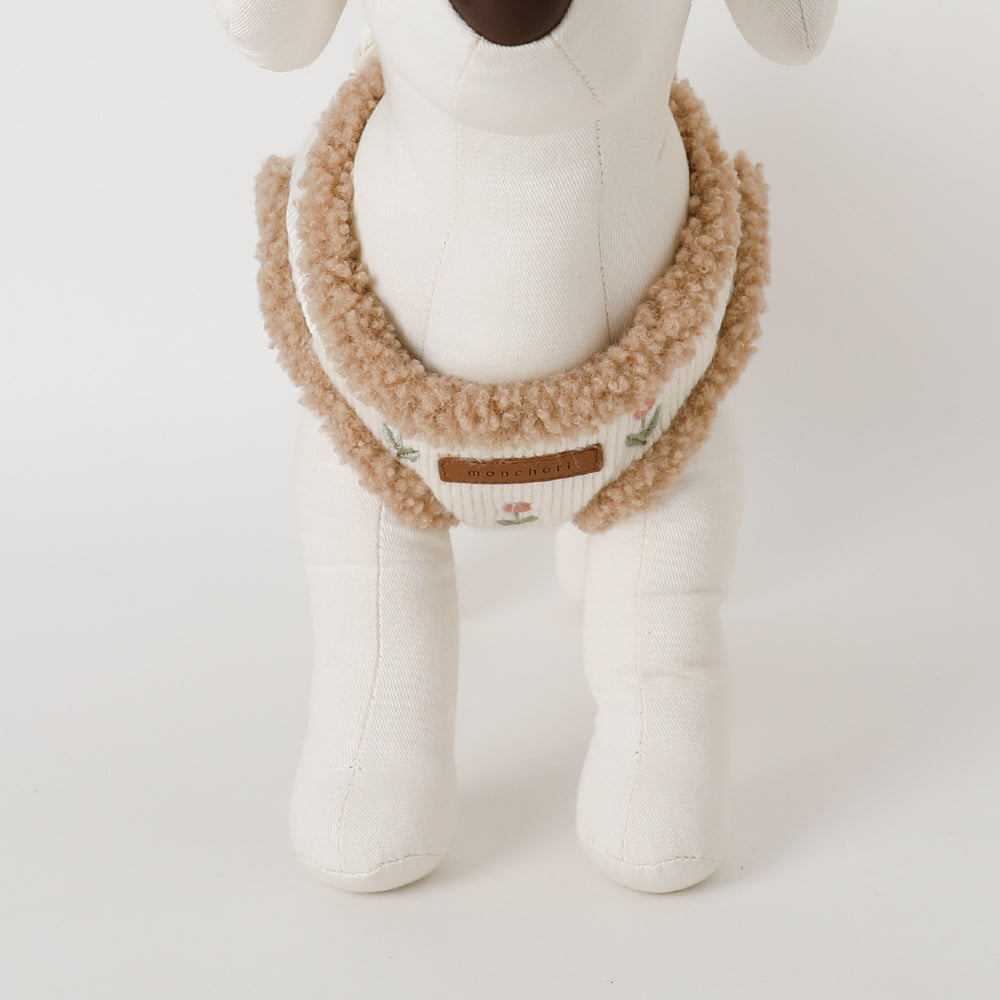 ボアチューリップ刺繍ハーネス+リードSET【名入れ刺繍対応】