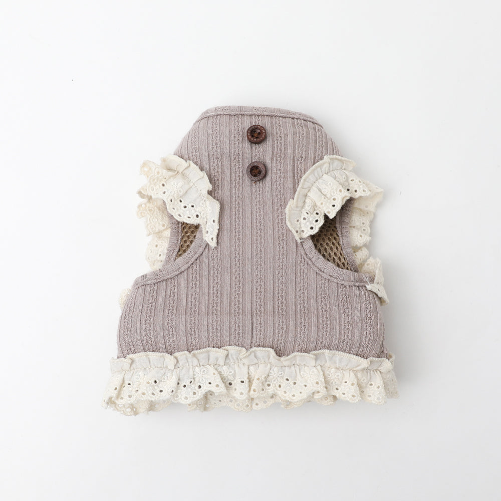 リブフリルハーネス+リードSET【名入れ刺繍対応】