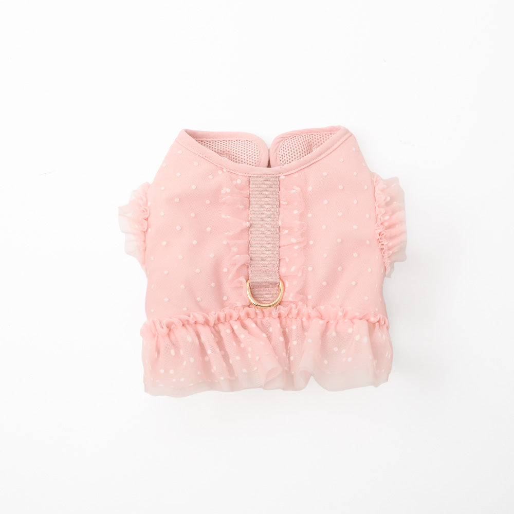 Dot tulle harness + lead SET [Compatible with name embroidery] [Compatible with ice packs]