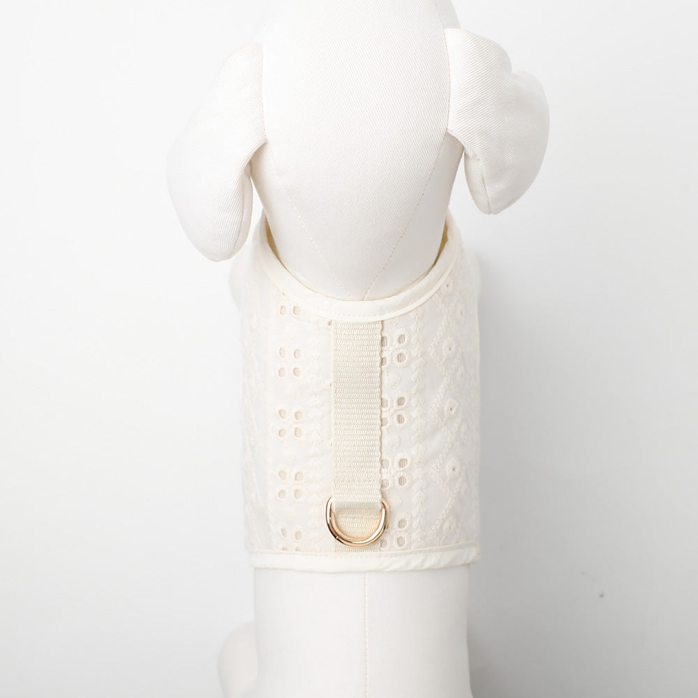 レースクロッシェハーネス+リードSET【名入れ刺繍対応】【保冷剤対応】