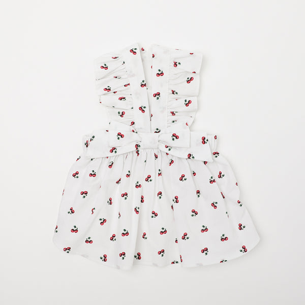 Cool frill ribbon fruit pattern dress