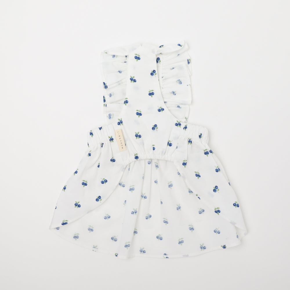 Cool frill ribbon fruit pattern dress