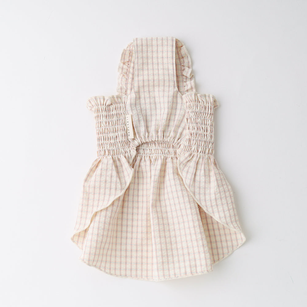Cool check gathered ribbon dress