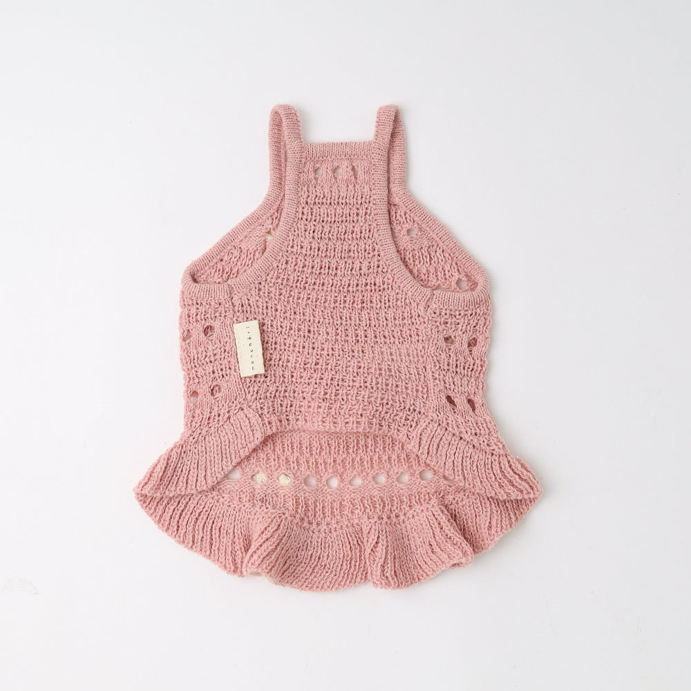 Flower motif summer knit dress
