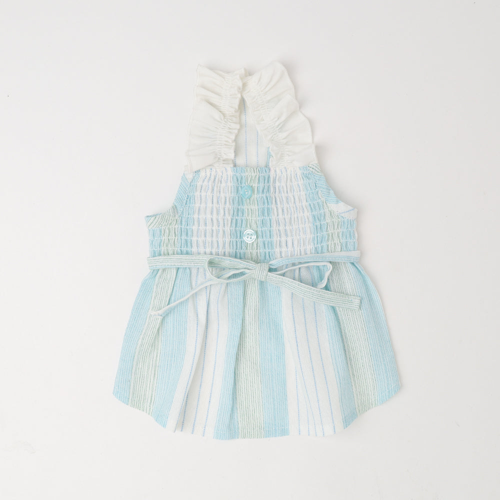 冷感ギャザーストライプワンピース