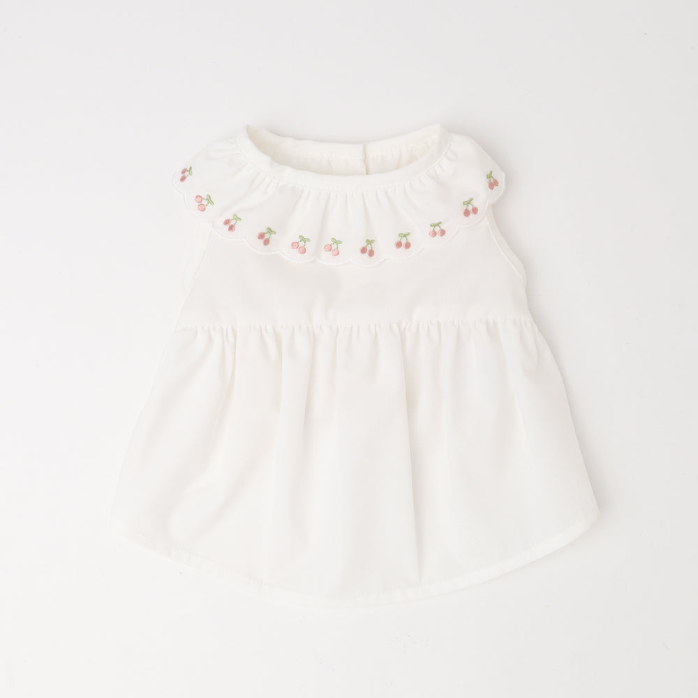 Cool cherry embroidery collar frill dress