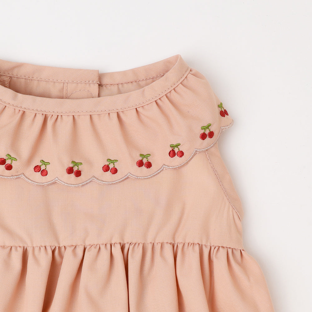 Cool cherry embroidery collar frill dress