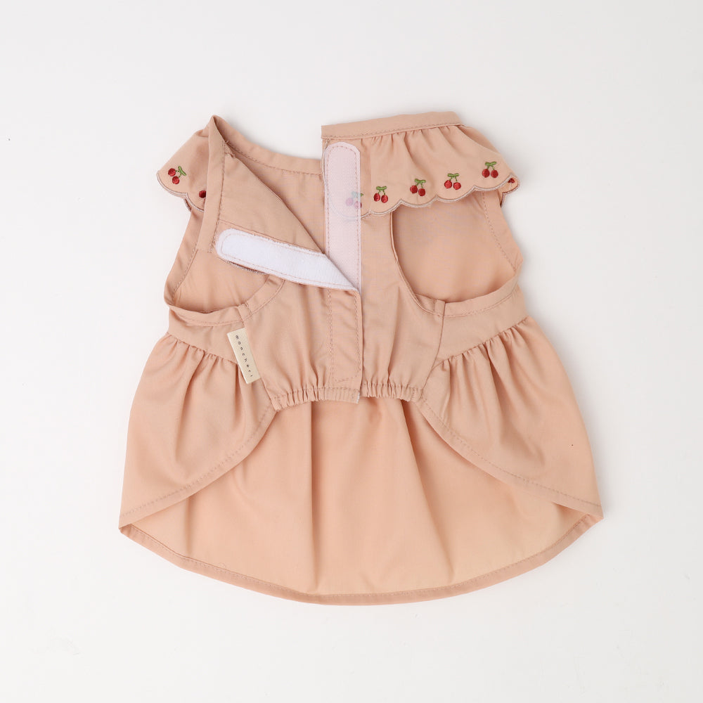 Cool cherry embroidery collar frill dress