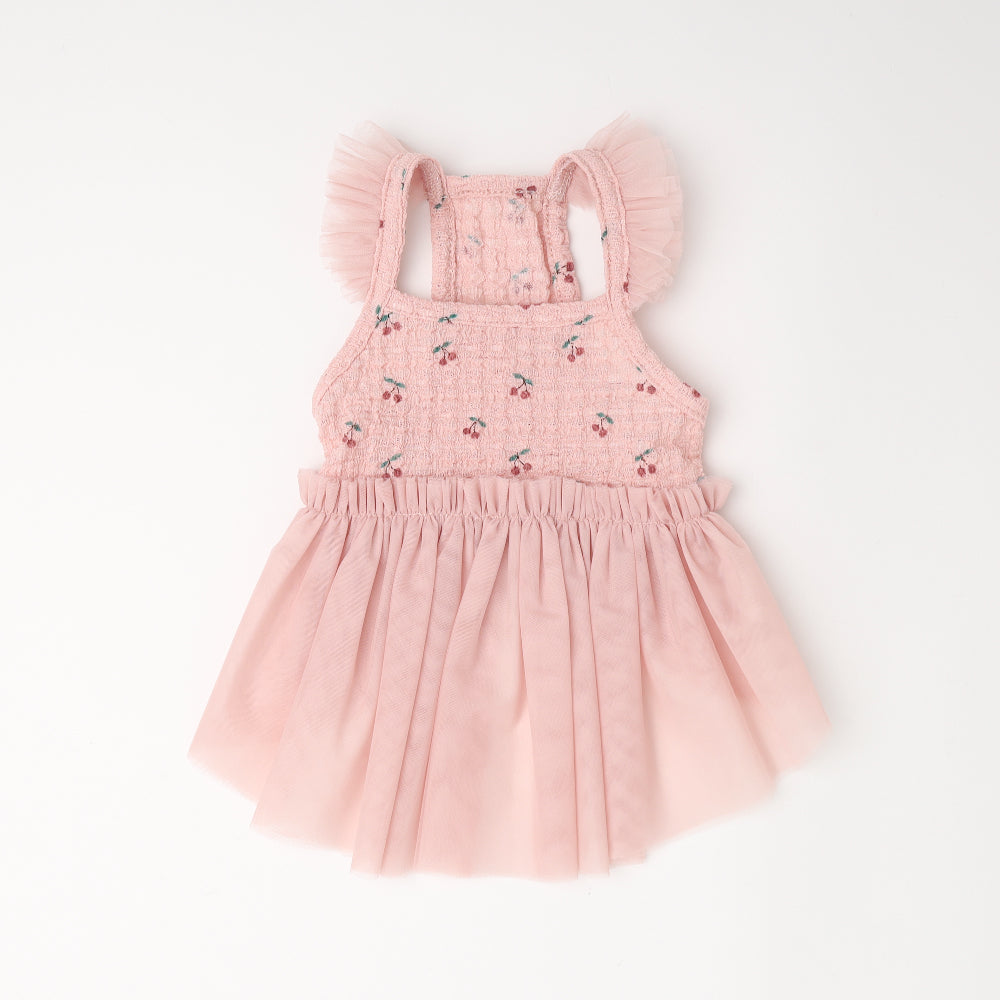 冷感さくらんぼ柄チュールワンピース