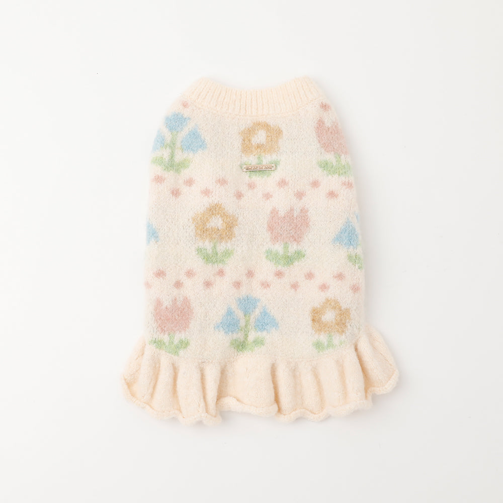 花柄ニットワンピース