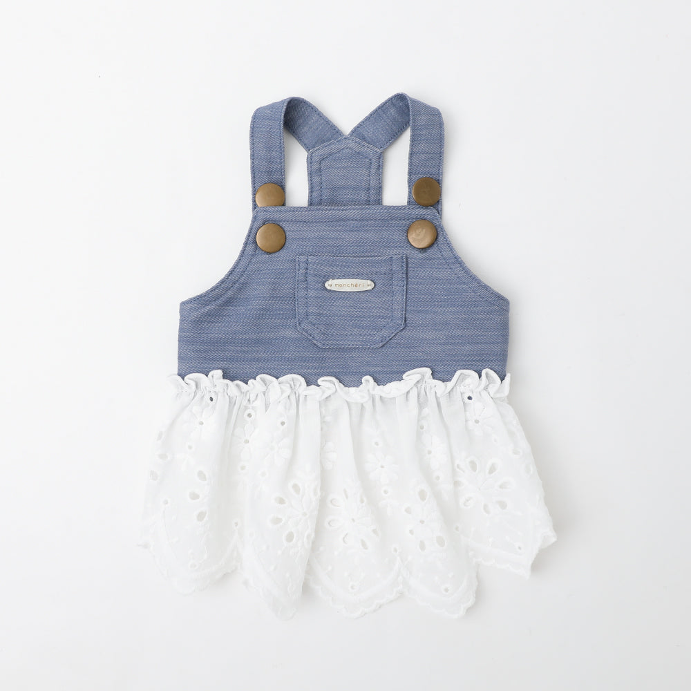 冷感デニムコットンレースコンビワンピース【保冷剤対応】