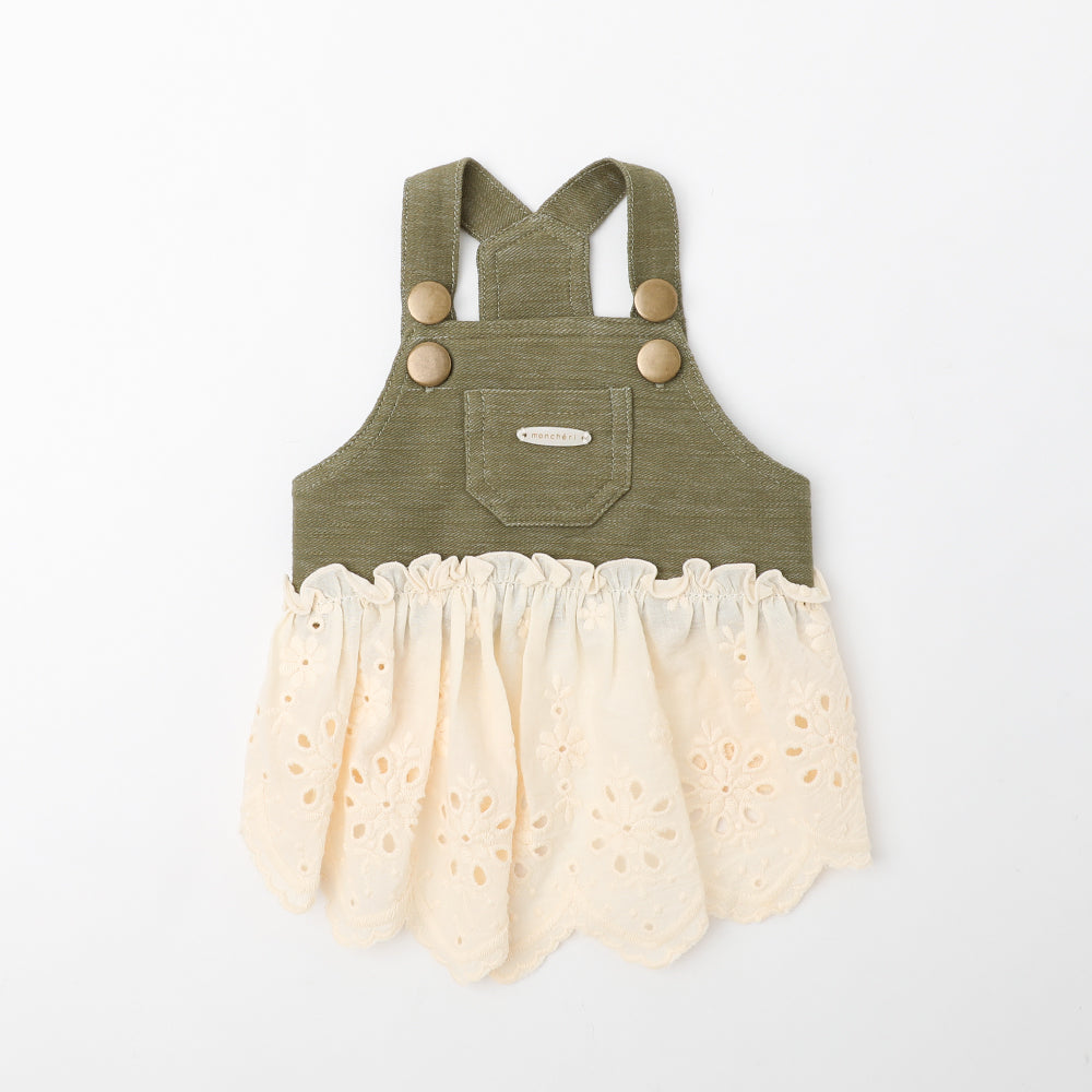 冷感デニムコットンレースコンビワンピース【保冷剤対応】