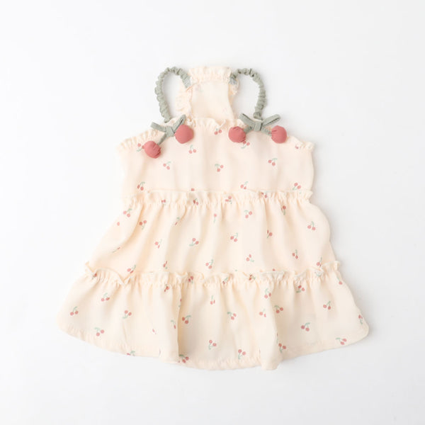 冷感さくらんぼモチーフティアードキャミワンピース