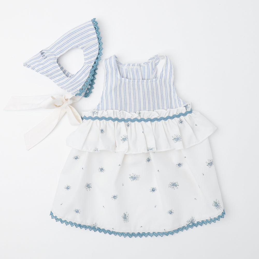 Cold feeling insect repellent striped sleeveless dress + Babushka SET [cold pack compatible]