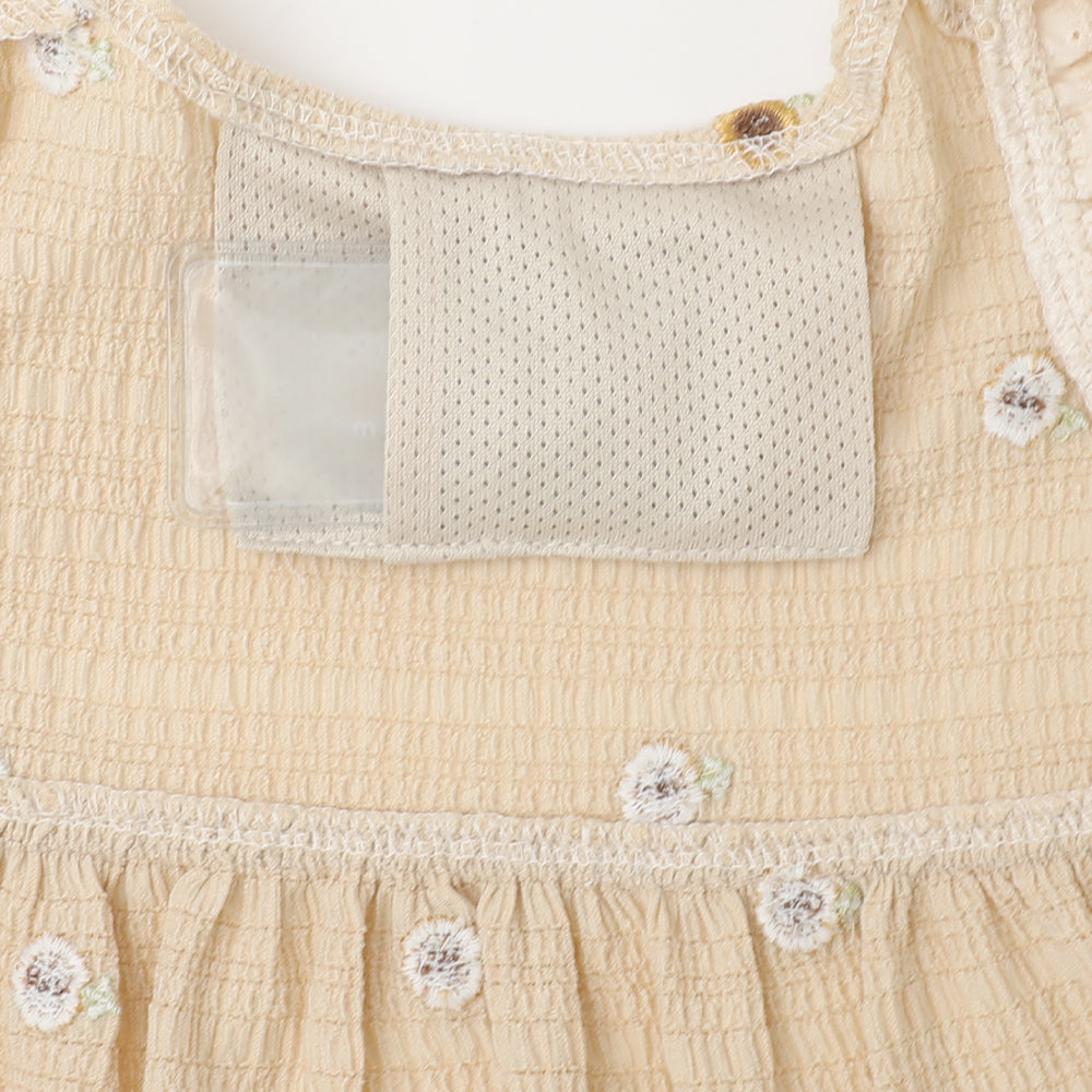 冷感防虫ひまわり柄ショルダーフリルワンピース【保冷剤対応】