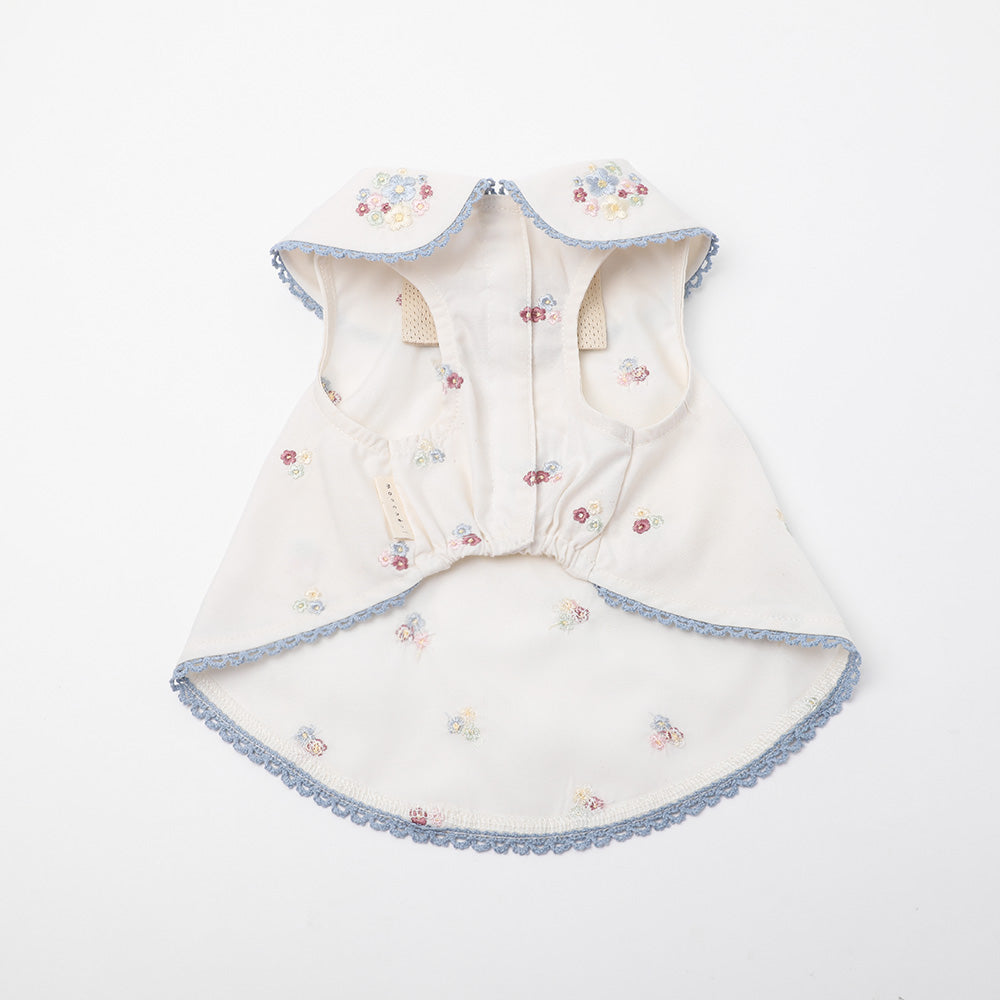 Cold feeling insect repellent flower embroidery sleeveless dress [cold pack compatible]