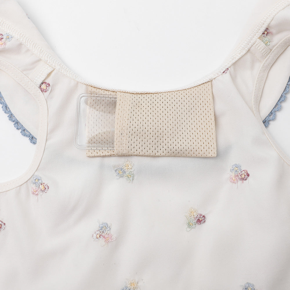 Cold feeling insect repellent flower embroidery sleeveless dress [cold pack compatible]