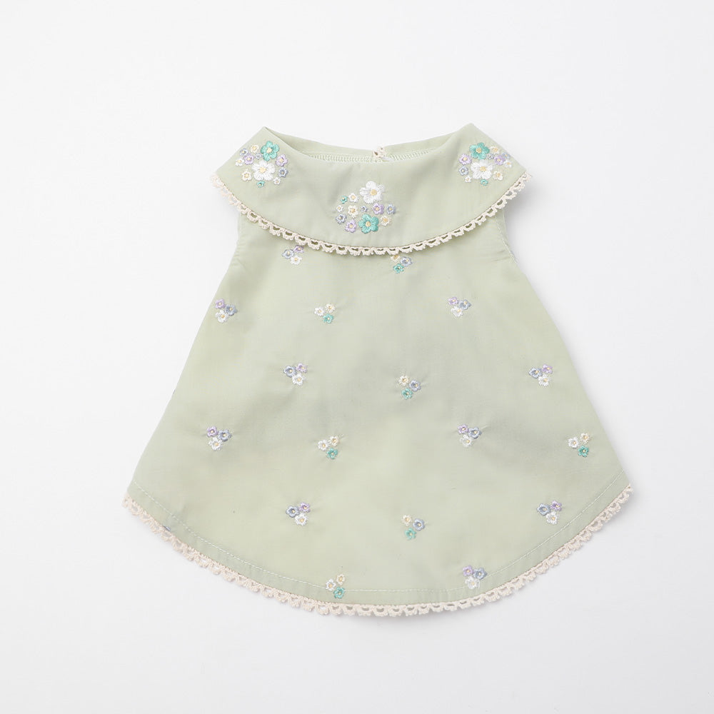 Cold feeling insect repellent flower embroidery sleeveless dress [cold pack compatible]