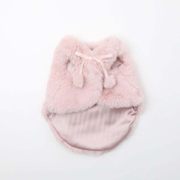 ポンポンリボン付きファーベスト