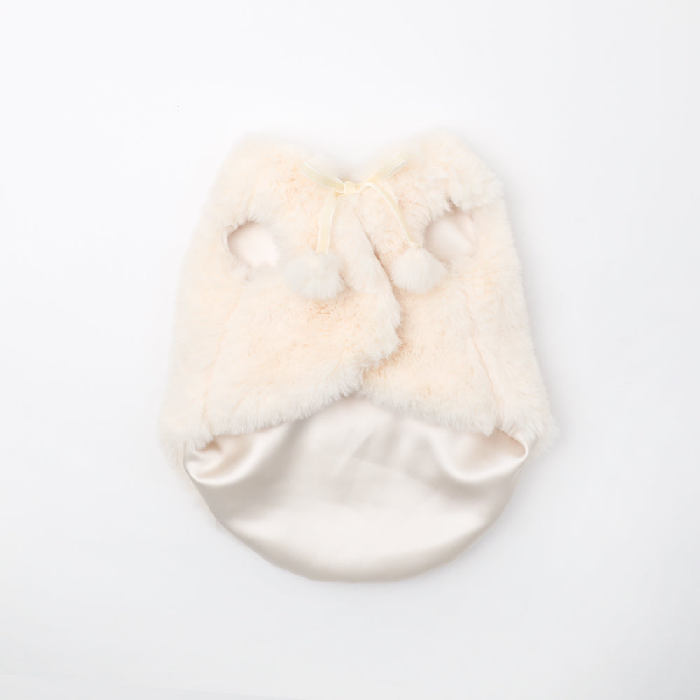 ポンポンリボン付きファーベスト