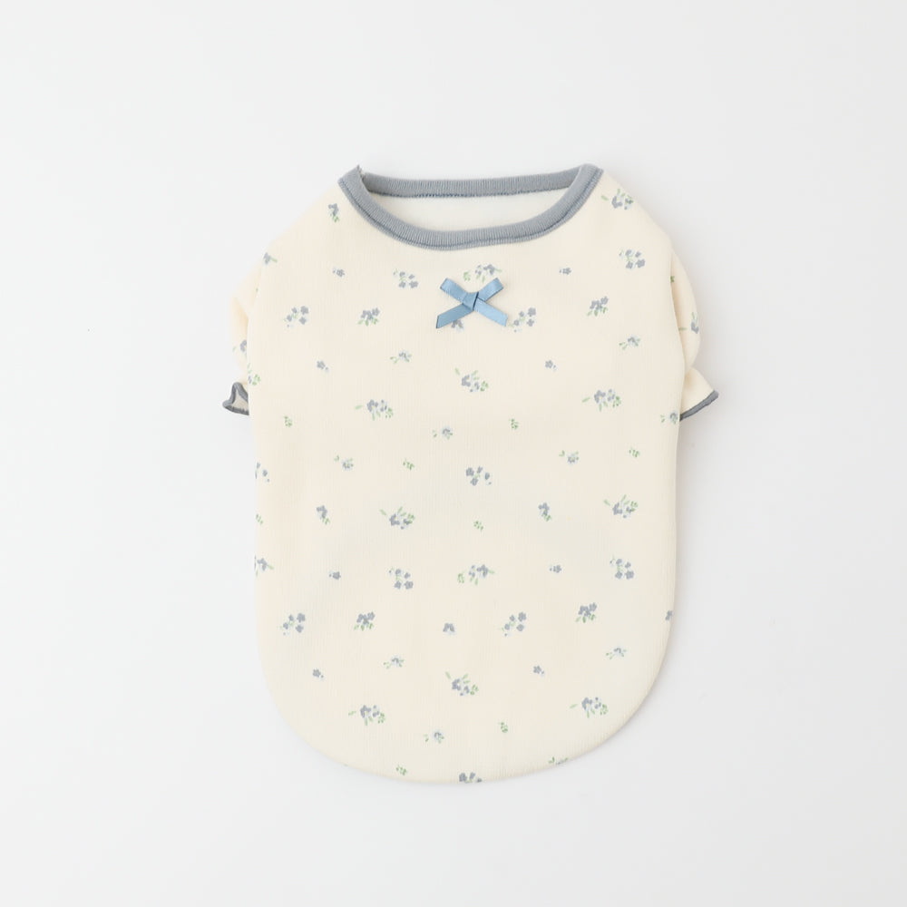 裏起毛花柄パフスリーブトップス