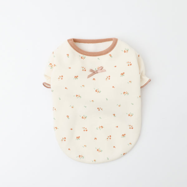 裏起毛花柄パフスリーブトップス