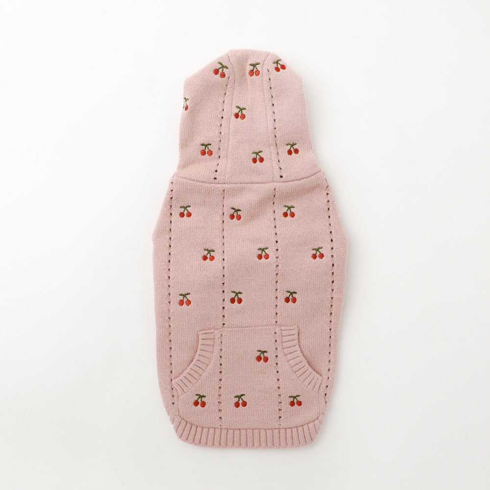 さくらんぼ刺繍ニットパーカー