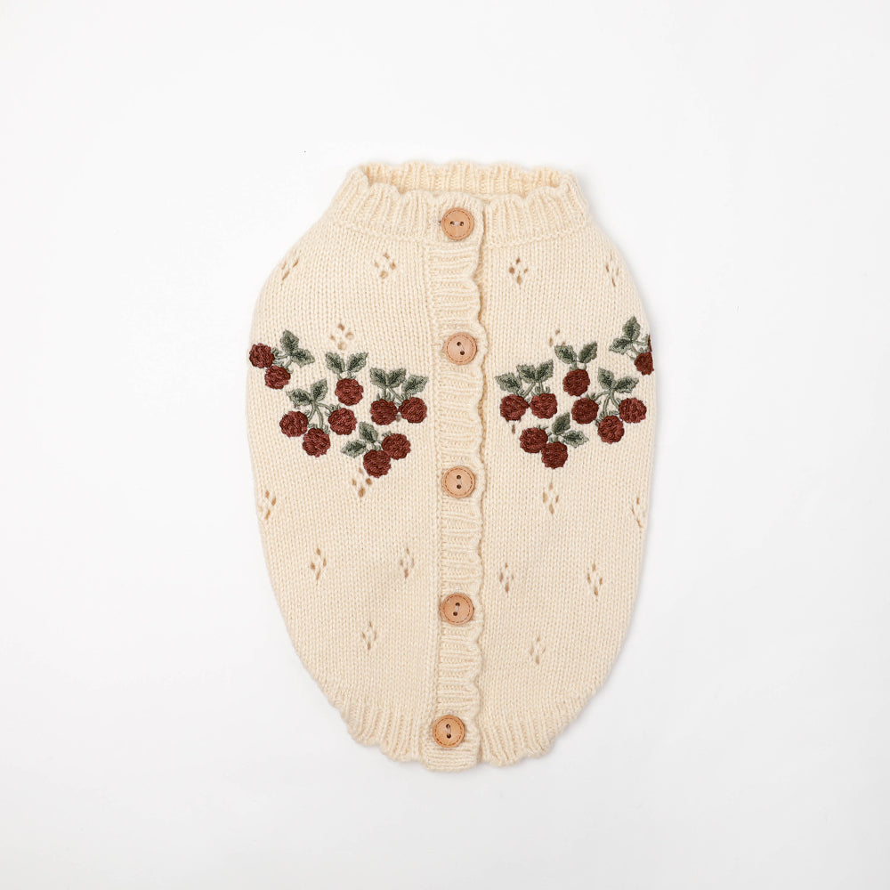 キイチゴ刺繍スカラップカーディガン