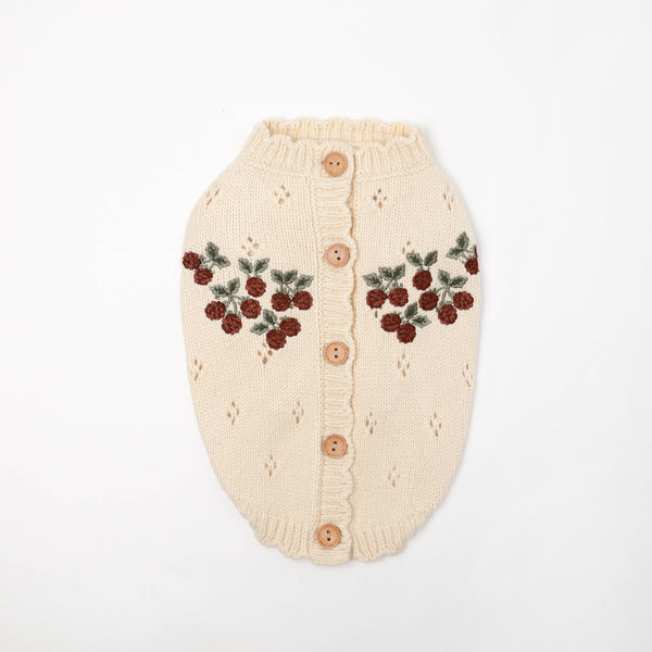 キイチゴ刺繍スカラップカーディガン