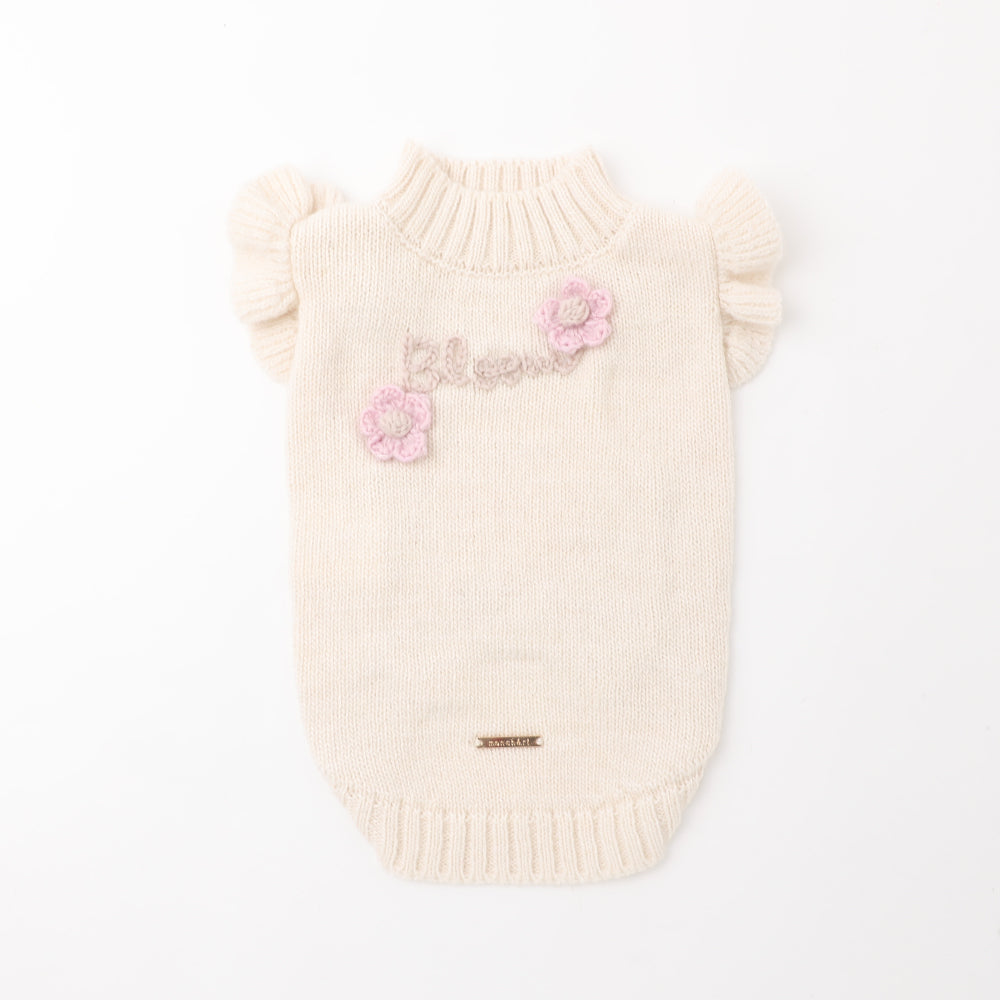 Message flower motif knit tops