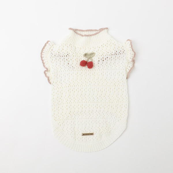 冷感さくらんぼモチーフサマーニットトップス
