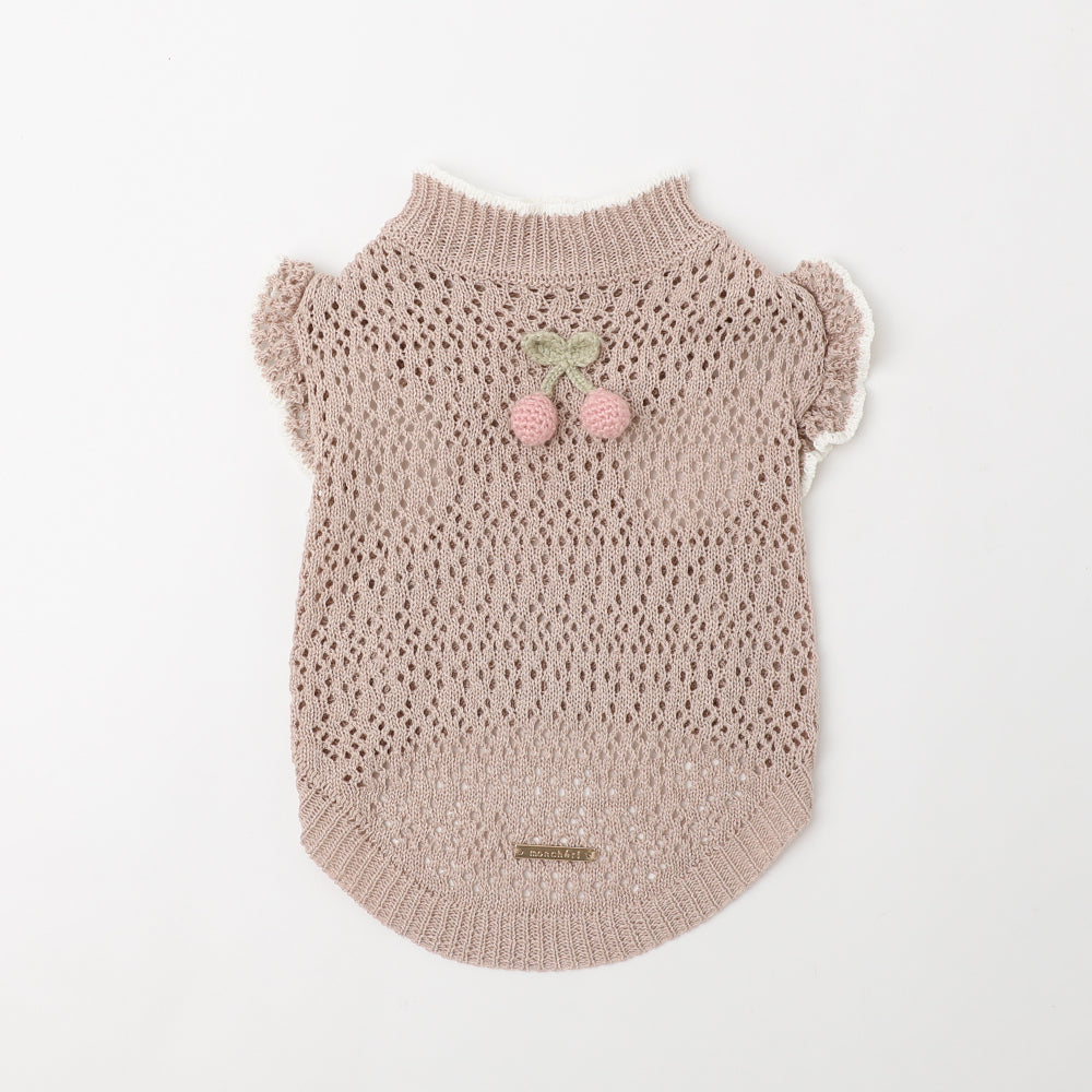 冷感さくらんぼモチーフサマーニットトップス