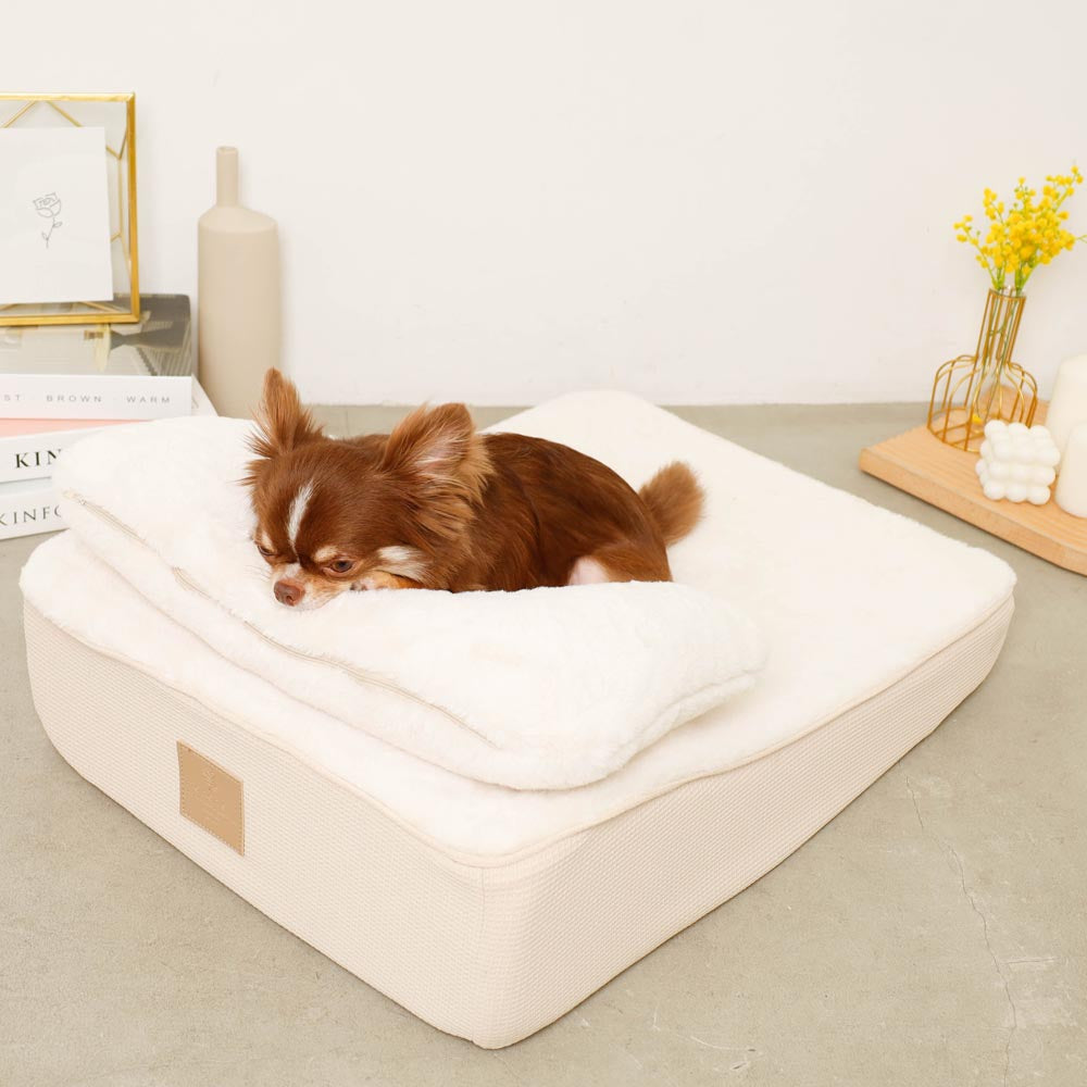 Slope cushion bed with memory foam pillow