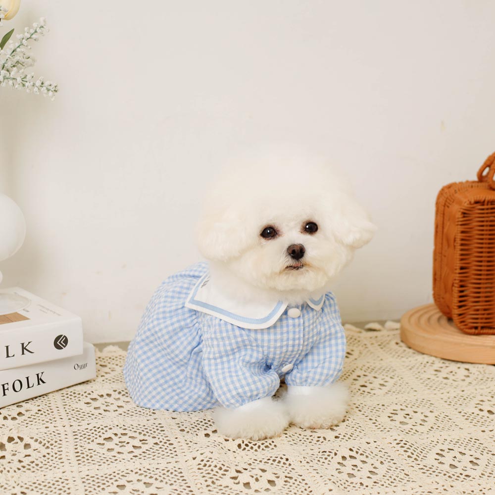 冷感セーラーギンガムチェックワンピース【名入れ刺繍対応】