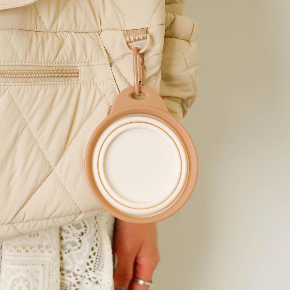 Foldable bicolor food bowl with hook
