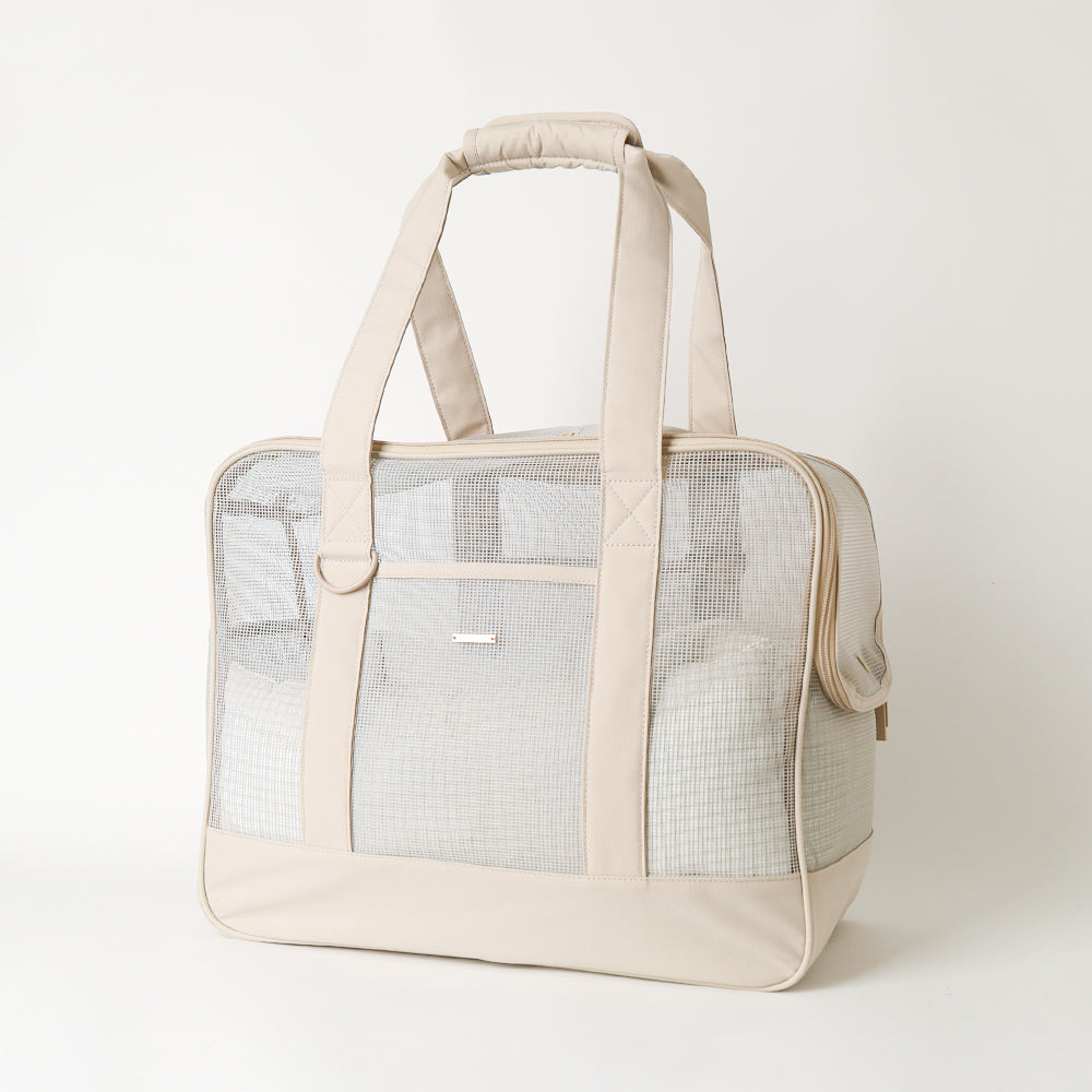Mesh pet tote bag + cooling plaid soft cushion included