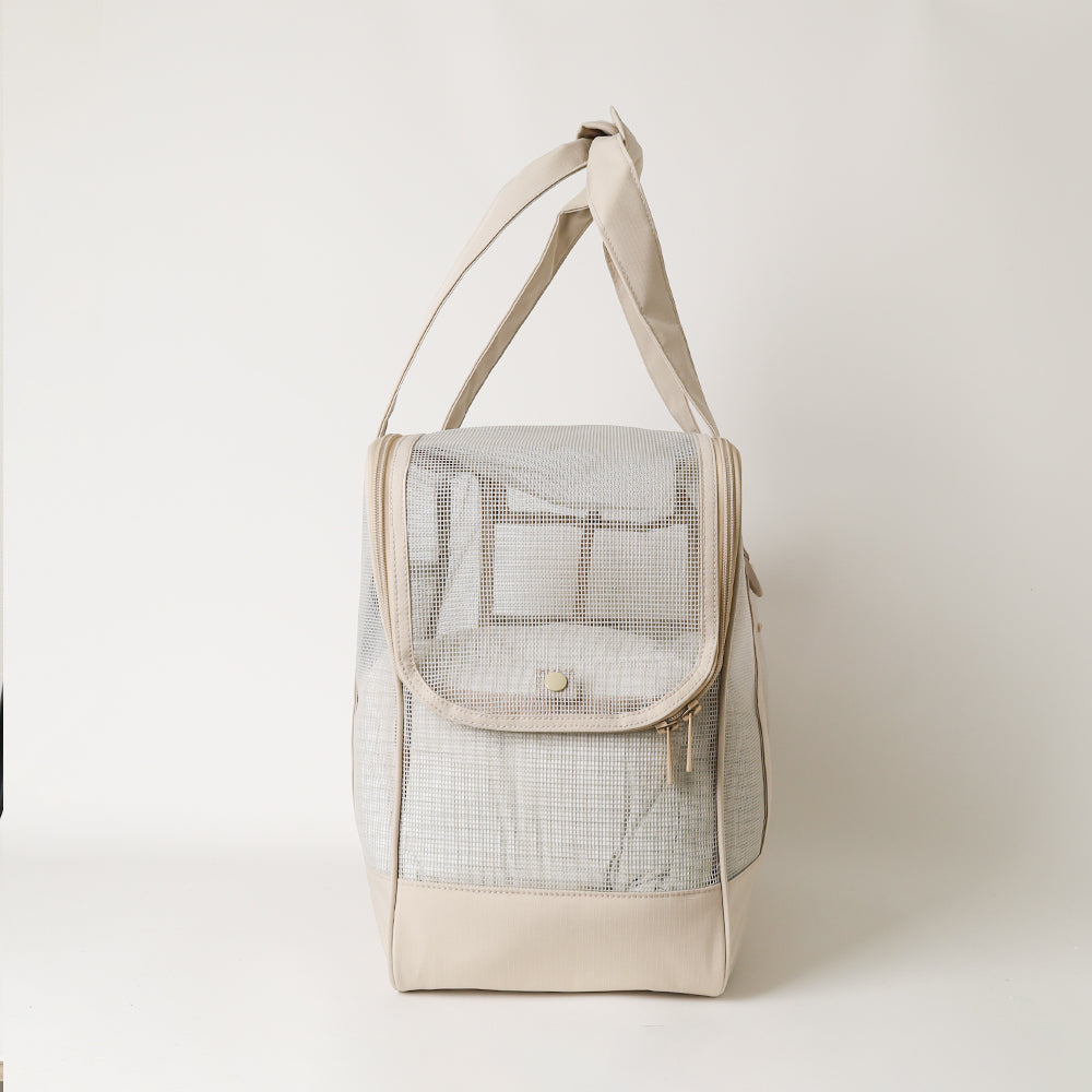 メッシュペットトートバッグ+冷感チェック柄ふんわりクッション付き