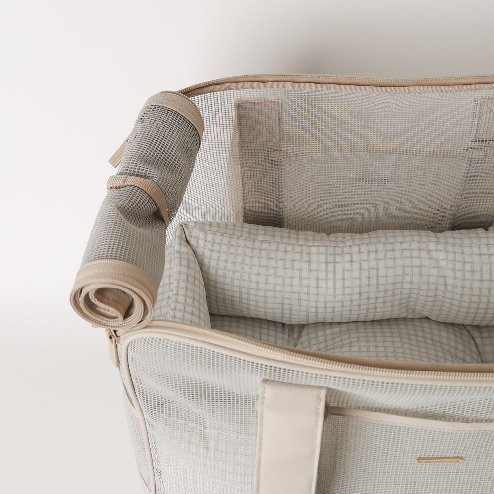 メッシュペットトートバッグ+冷感チェック柄ふんわりクッション付き