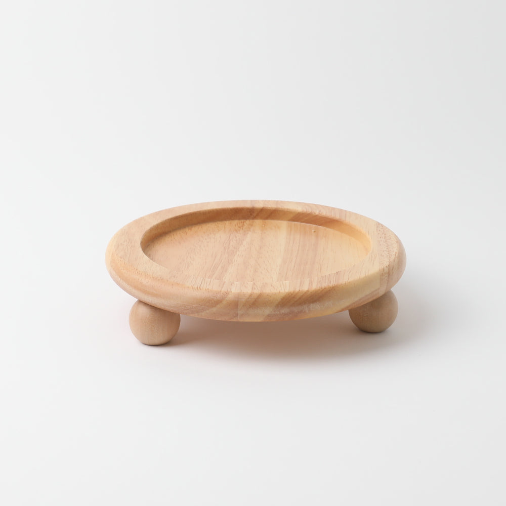 Wood ball base single food bowl