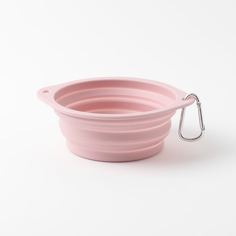 Foldable color silicone food bowl with hook