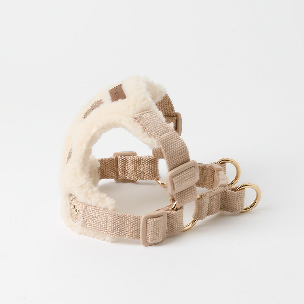 くまさん刺繍ボアハーネス+リードSET【名入れ刺繍対応】