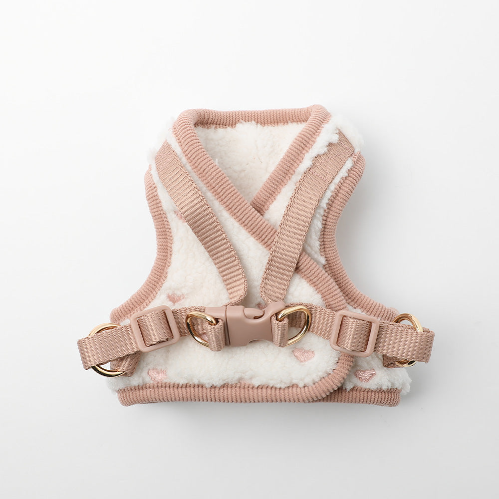 Boa heart embroidery harness + lead set [Name embroidery available]