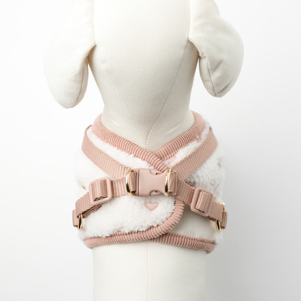 Boa heart embroidery harness + lead set [Name embroidery available]