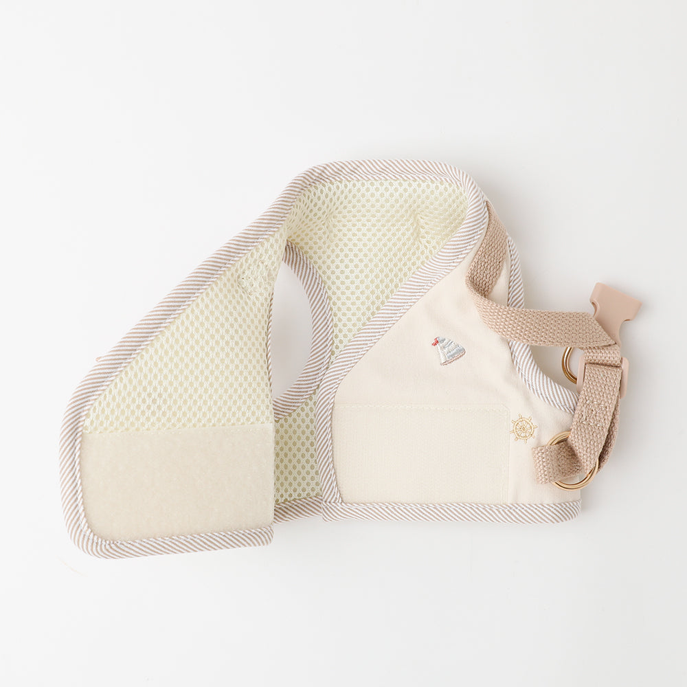 冷感マリン柄刺繍ハーネス+リードSET【名入れ刺繍対応】